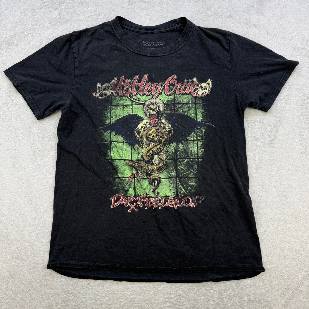 Motley Crue Shirt Mens Medium Black Dr Feelgood Graphic Tee Rock Band Concert
